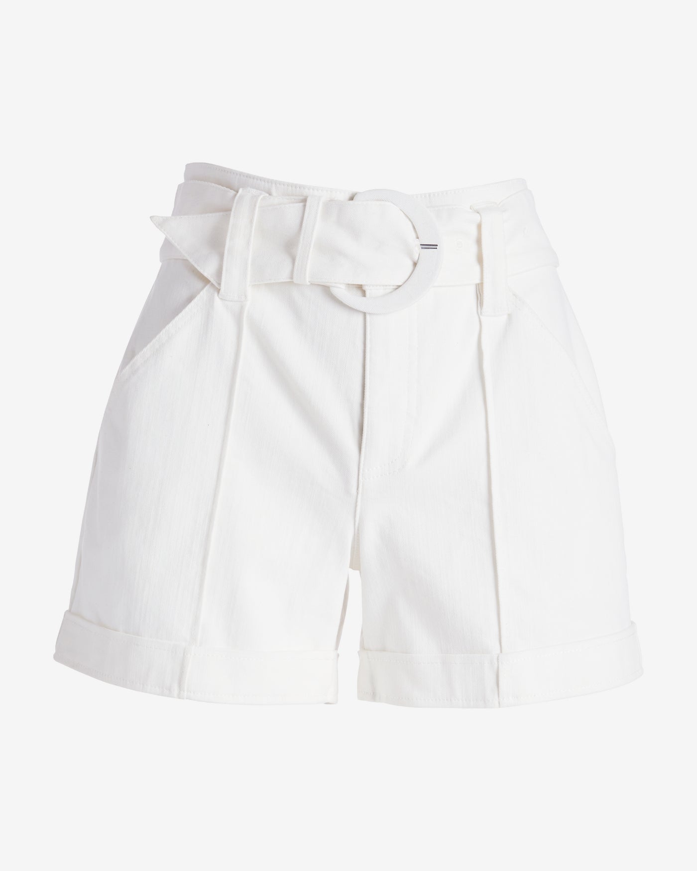 Belted Denim Trouser Short White