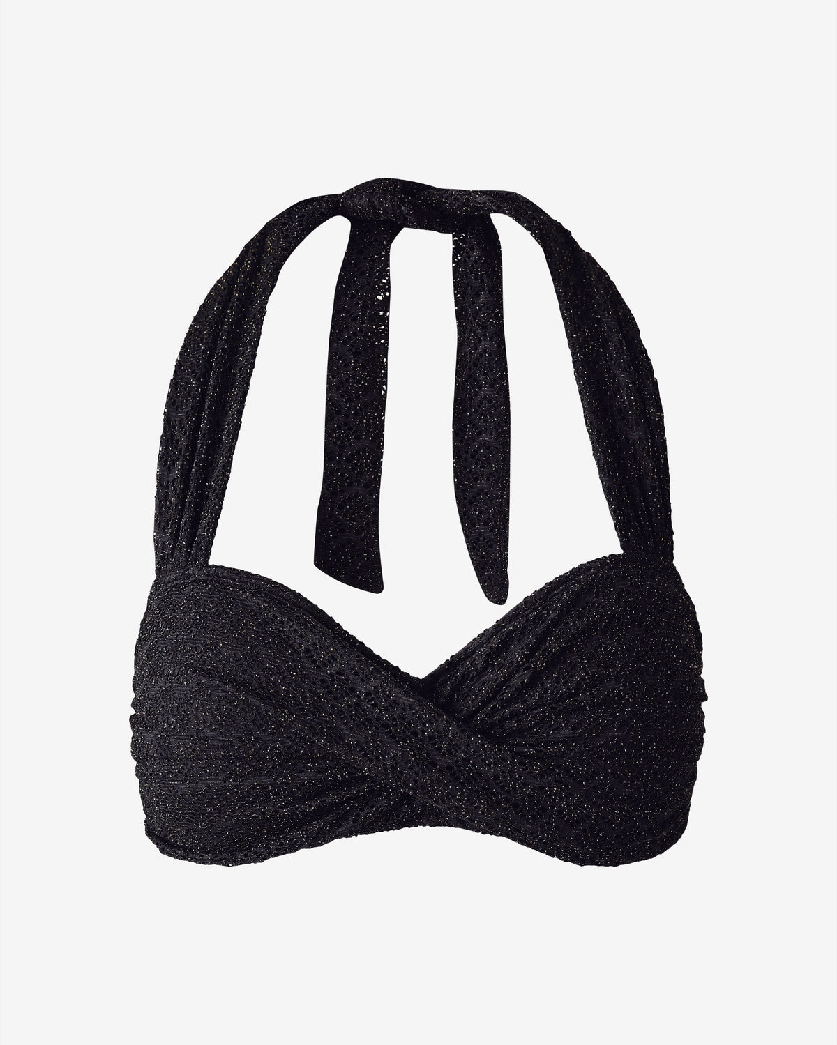 Swim Sense Metallic Crochet Bikini Top Black