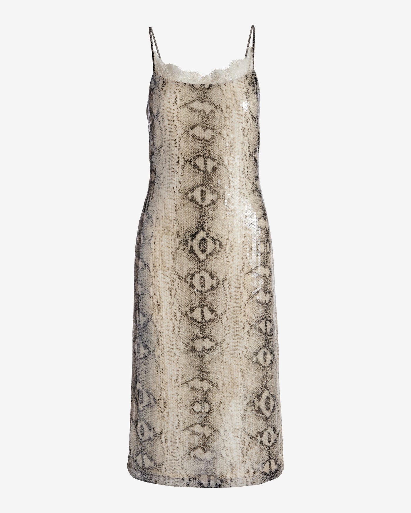 Snake Sequin Slip Dress Gray Multi