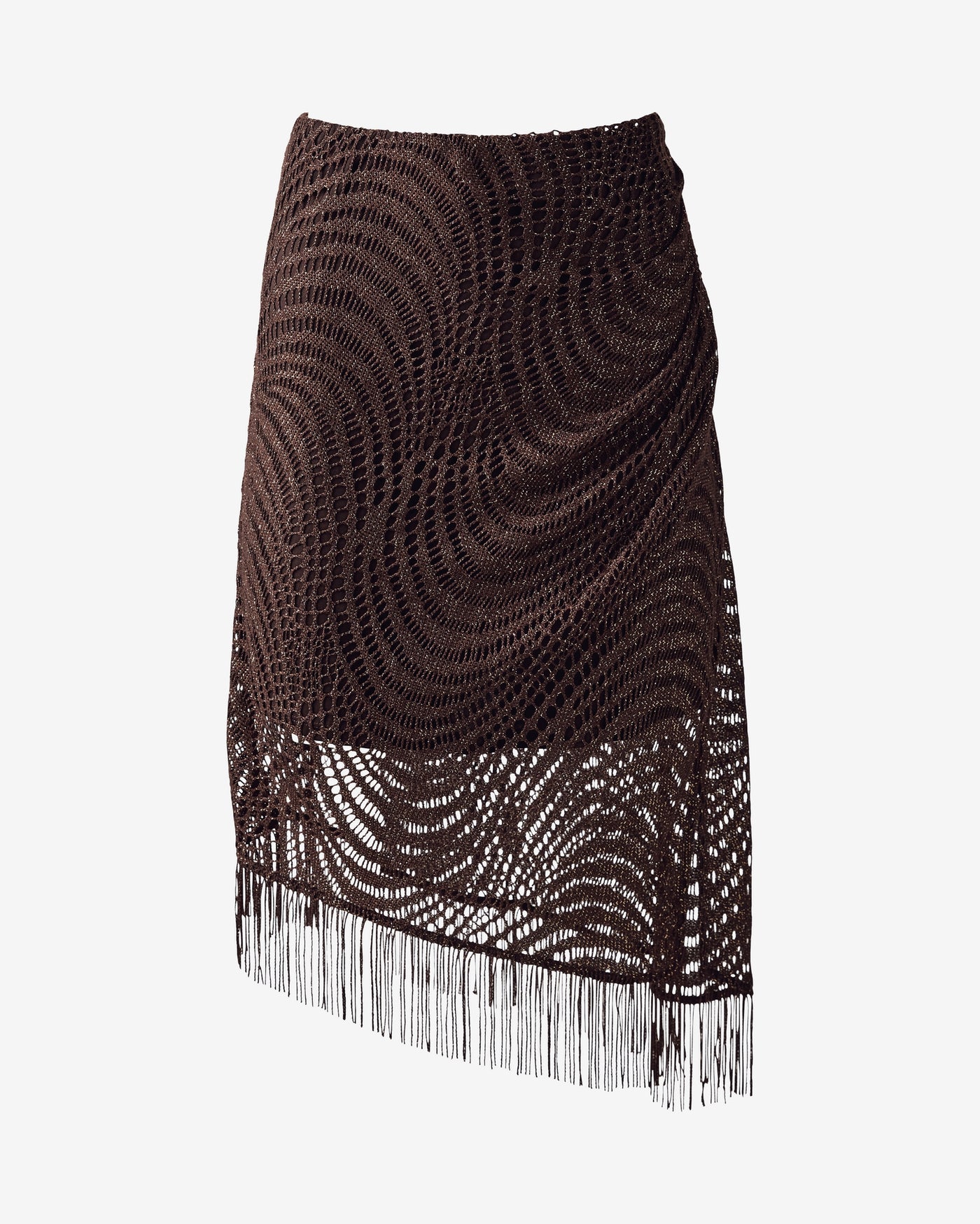 Metallic Crochet Fringe Skirt Safari Brown