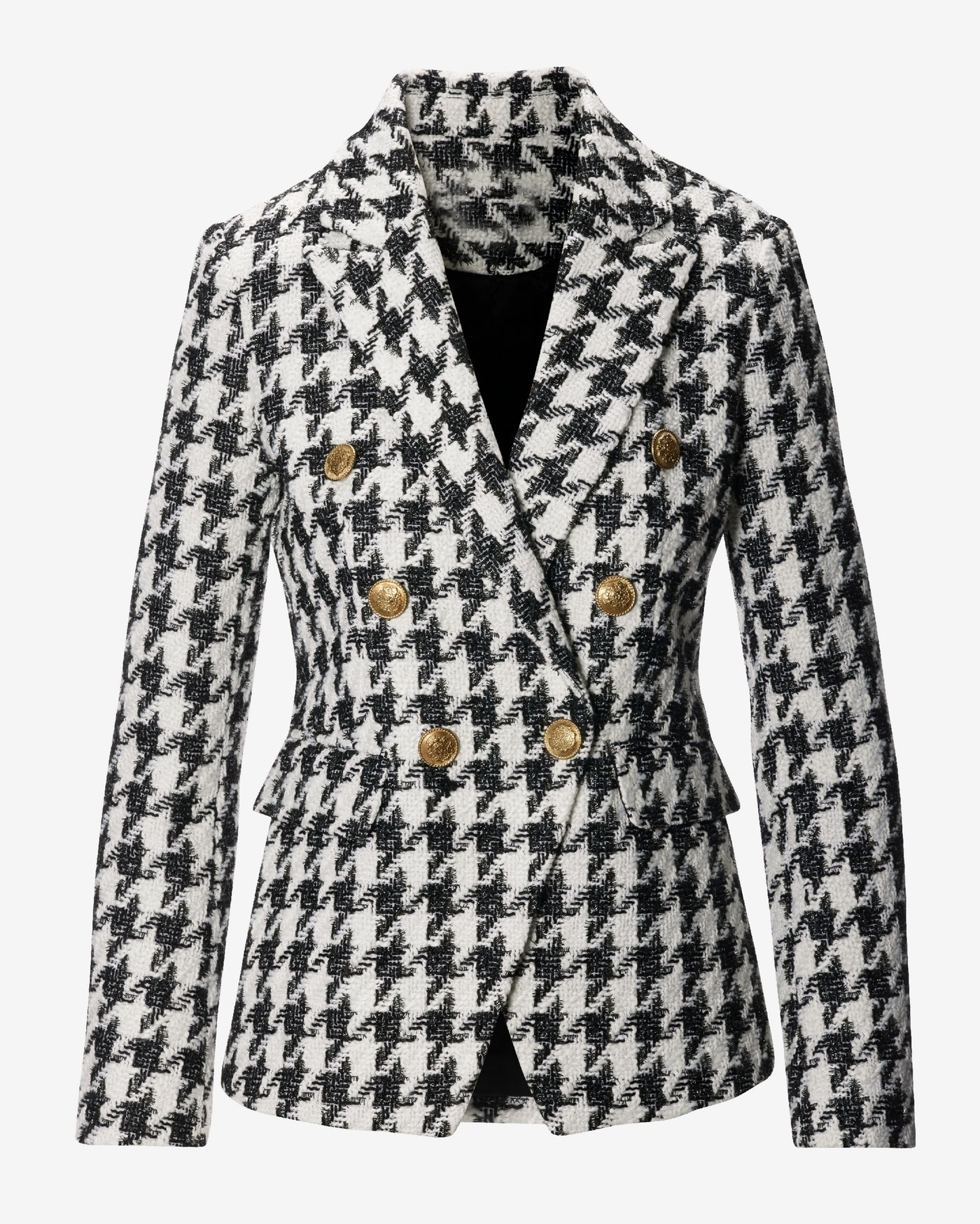 Houndstooth Double Breasted Blazer Black/White