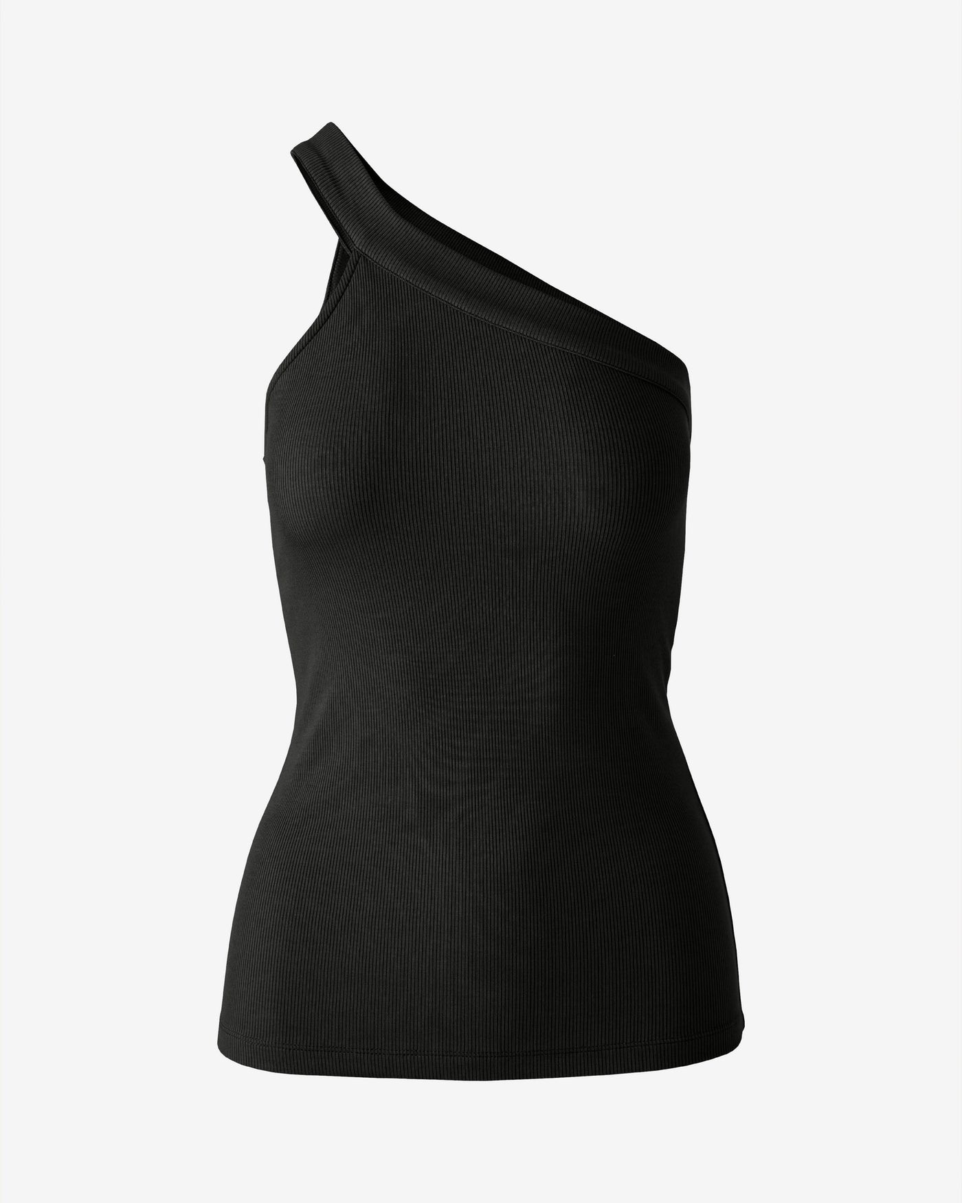 So Essential One Shoulder Asymmetrical Tank Proper Black