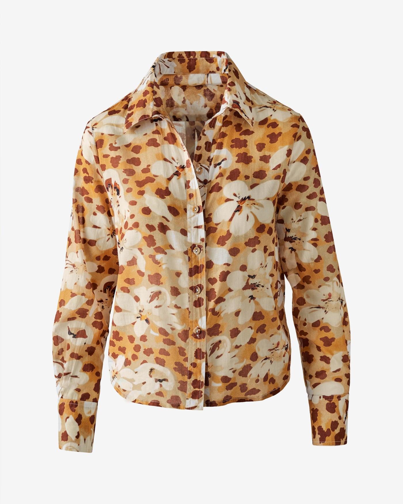 Printed Collared Shirt Spotted Fleurs