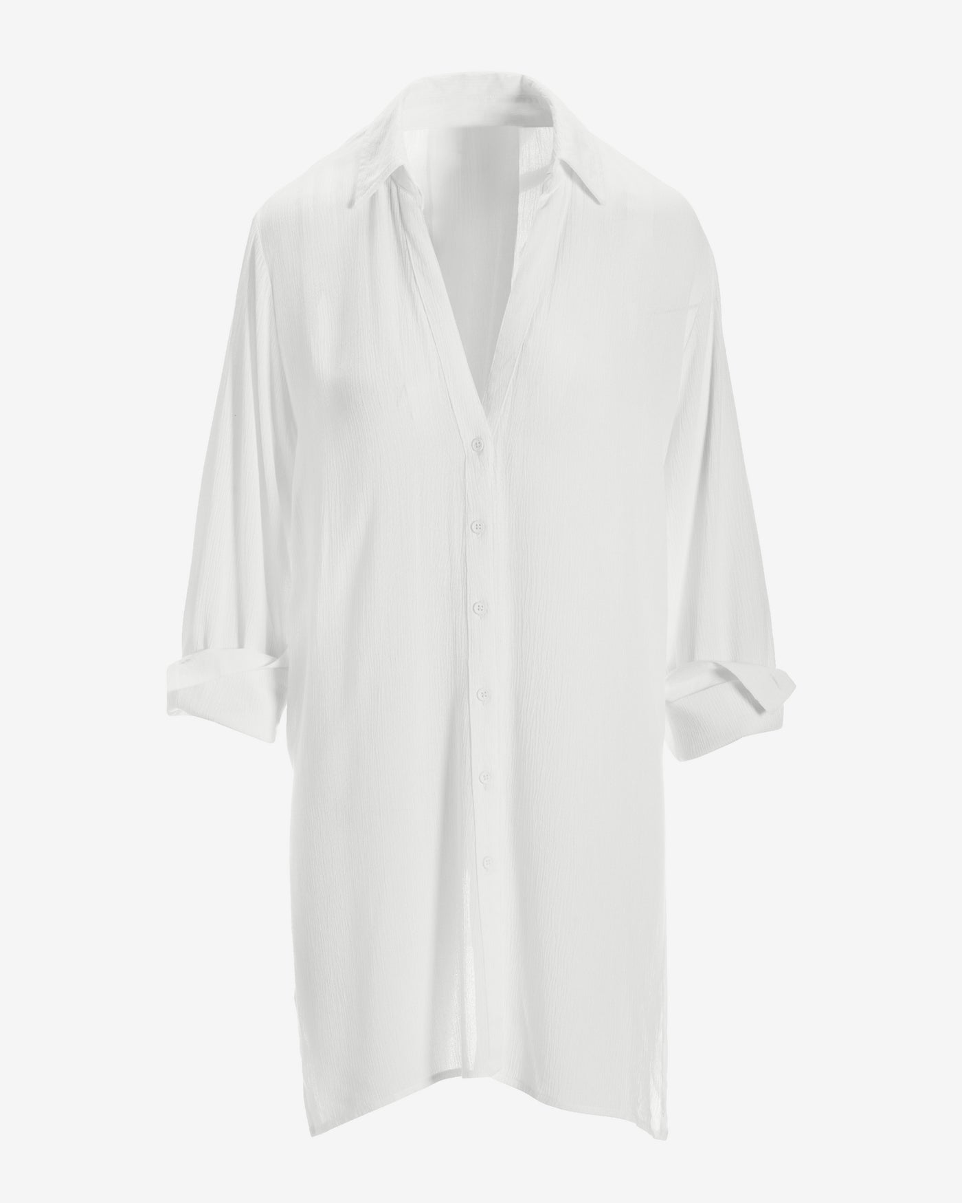 Button Up Versatile Shirt Cover Up White