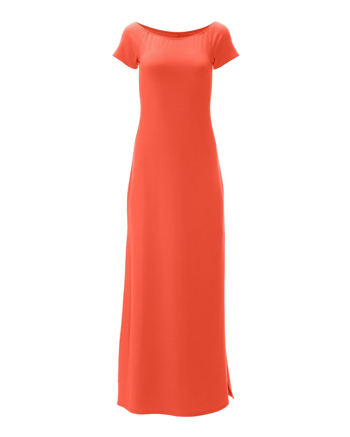 Off the Shoulder Short Sleeve Maxi Dress Hot Coral