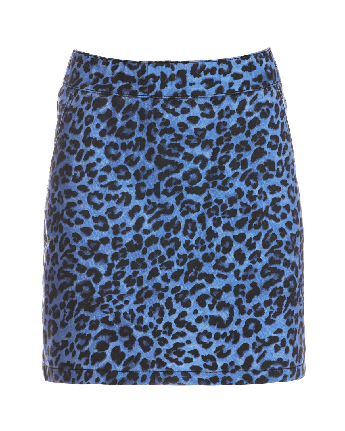 Blue Animal Print Pull-On Denim Skort Blue Animal