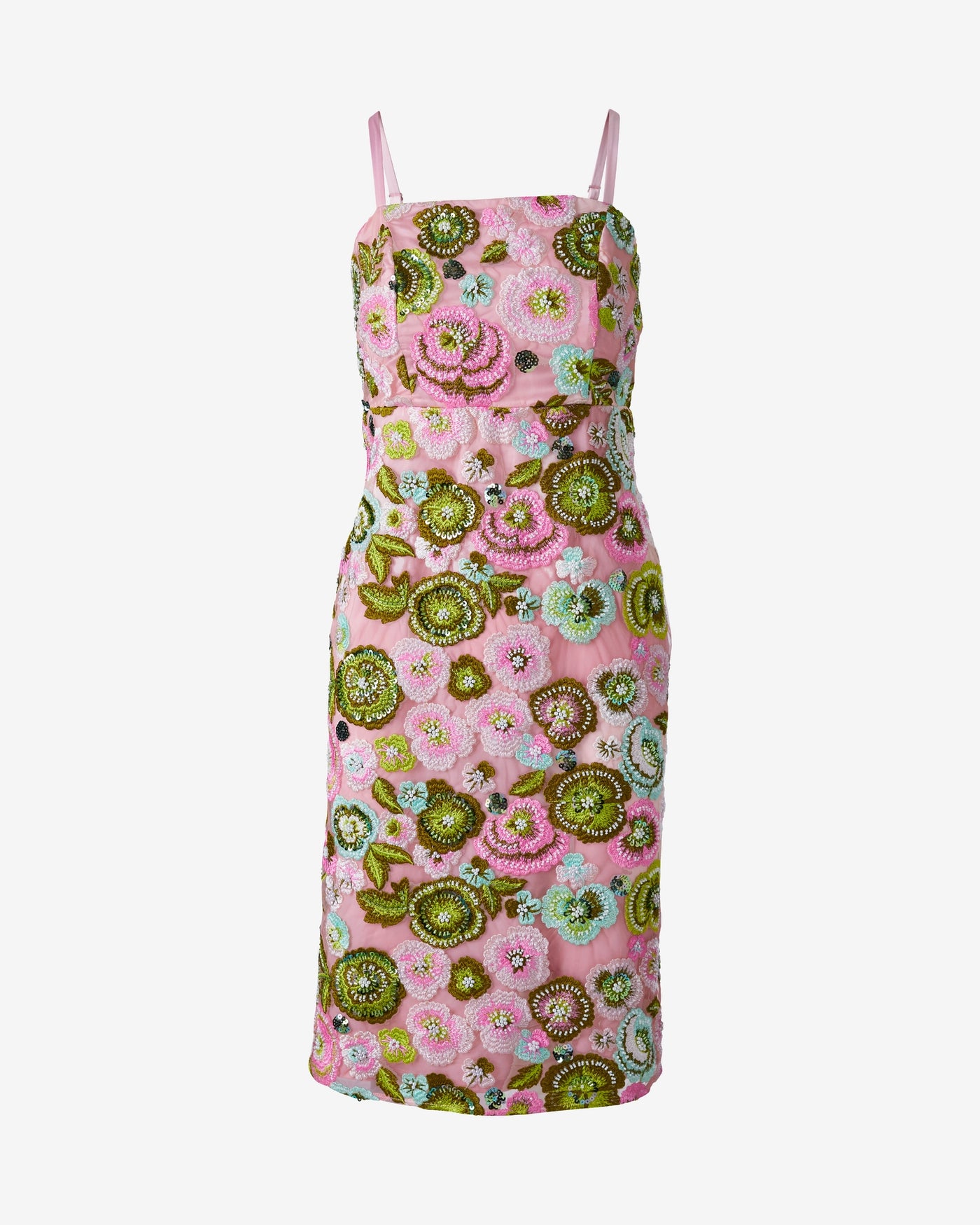 Embroidered Sheath Midi Dress Multi