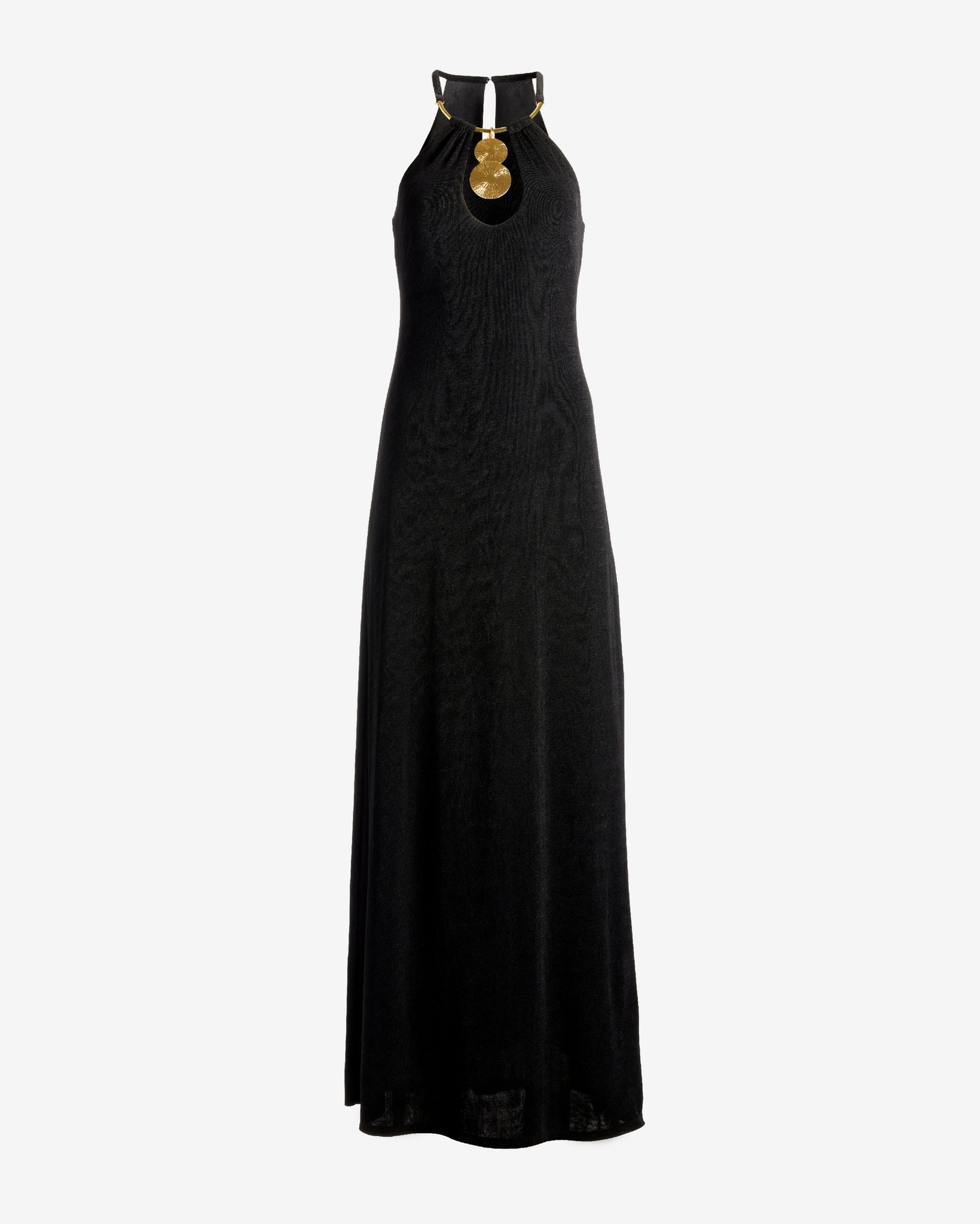 Halter Hardware Detail Slinky Maxi Dress - Black | Boston Proper Halter Hardware Detail Slinky Maxi Dress - Black | Boston Proper