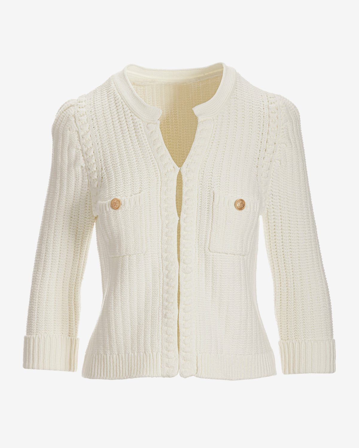 Puff Sleeve Sweater Cardigan Off White