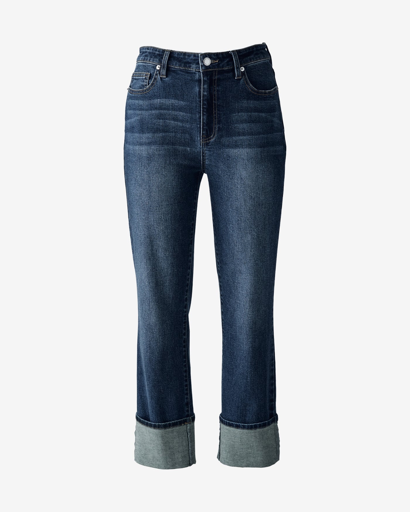 Slim Straight Cuffed Ankle Jean Dark Wash
