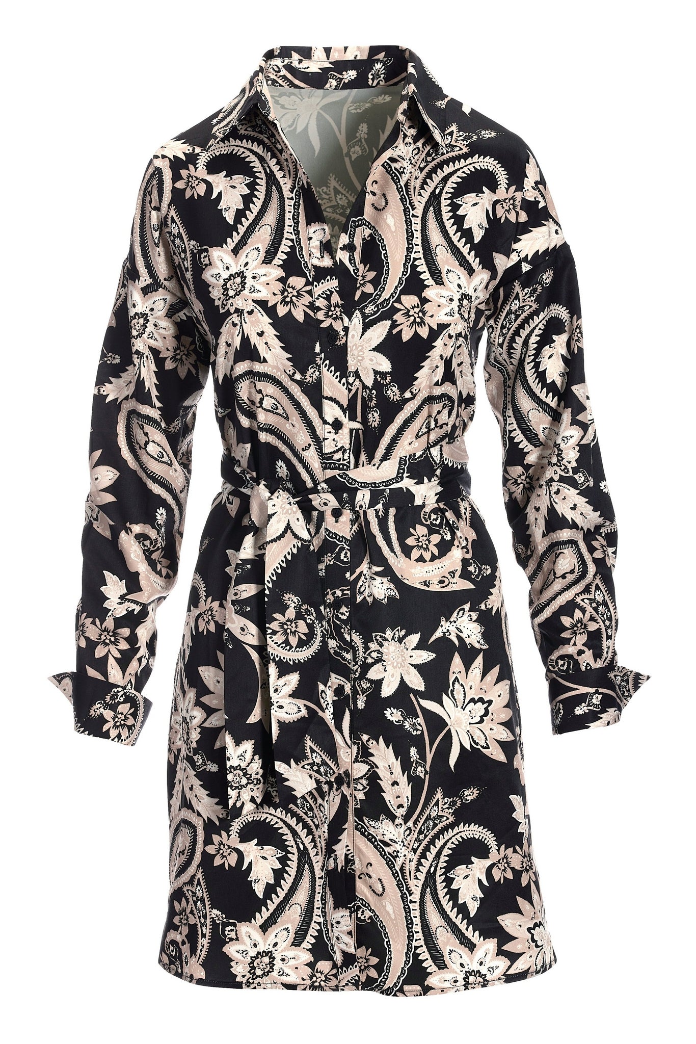 Paisley Shirt Dress Black/White
