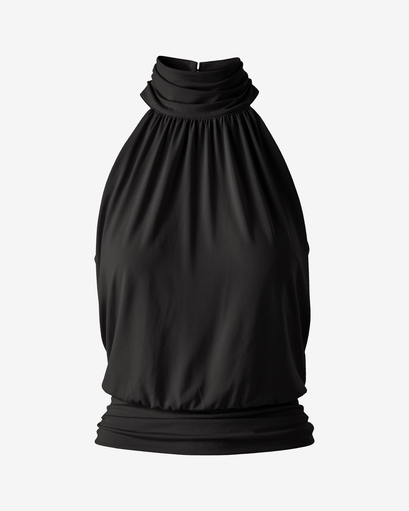 So Chic High Neck Blouson Knit Top Proper Black