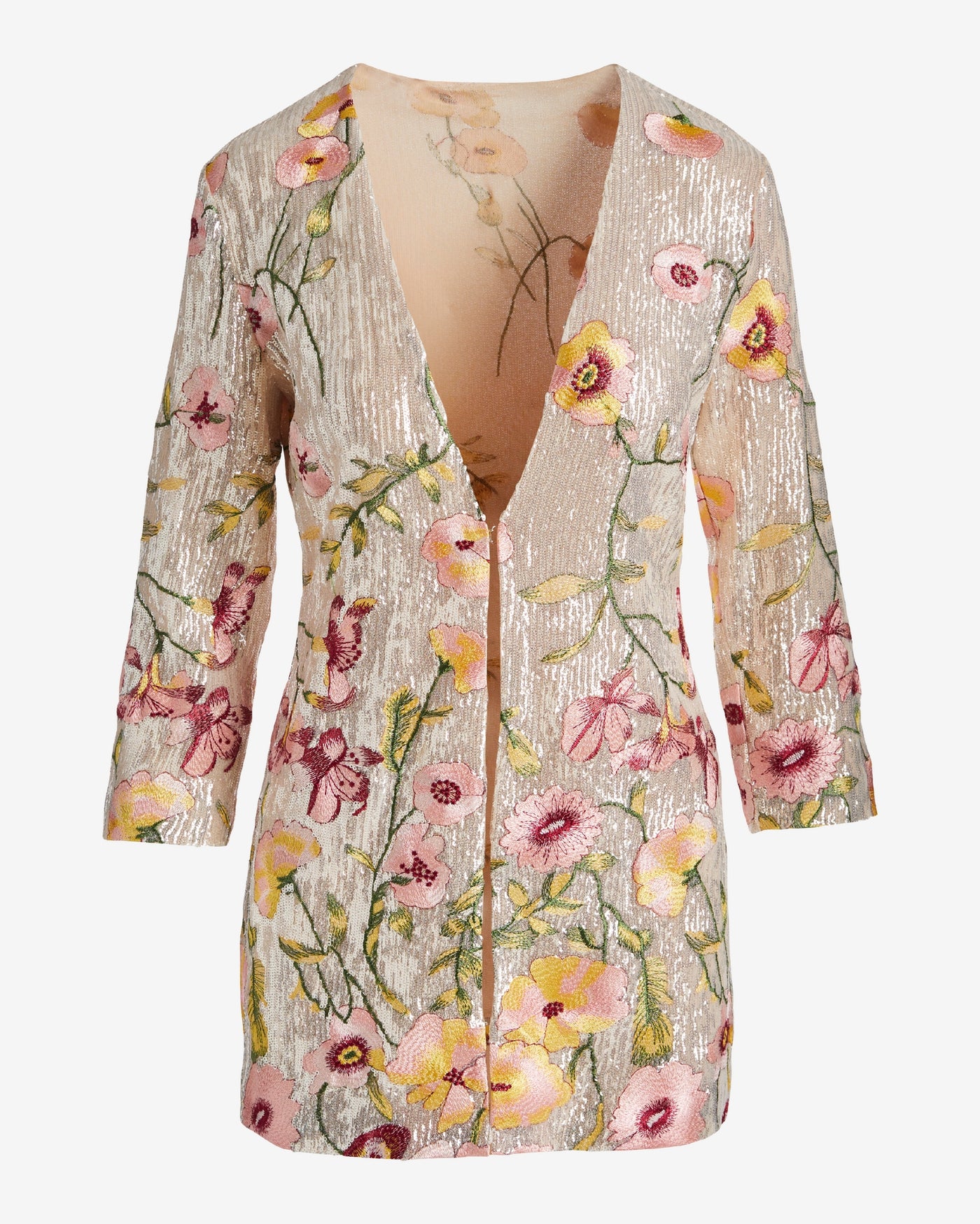 Sequin Embroidered Floral Duster Multi