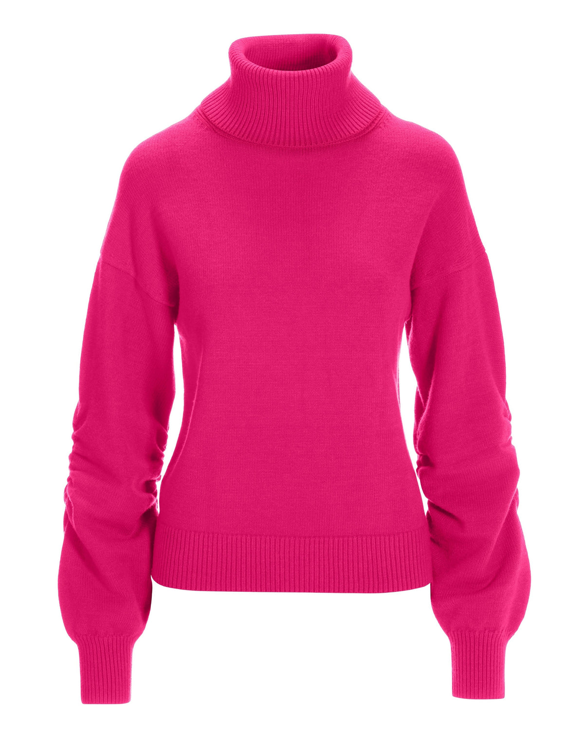 Ruched Sleeve Turtleneck Sweater Blossom