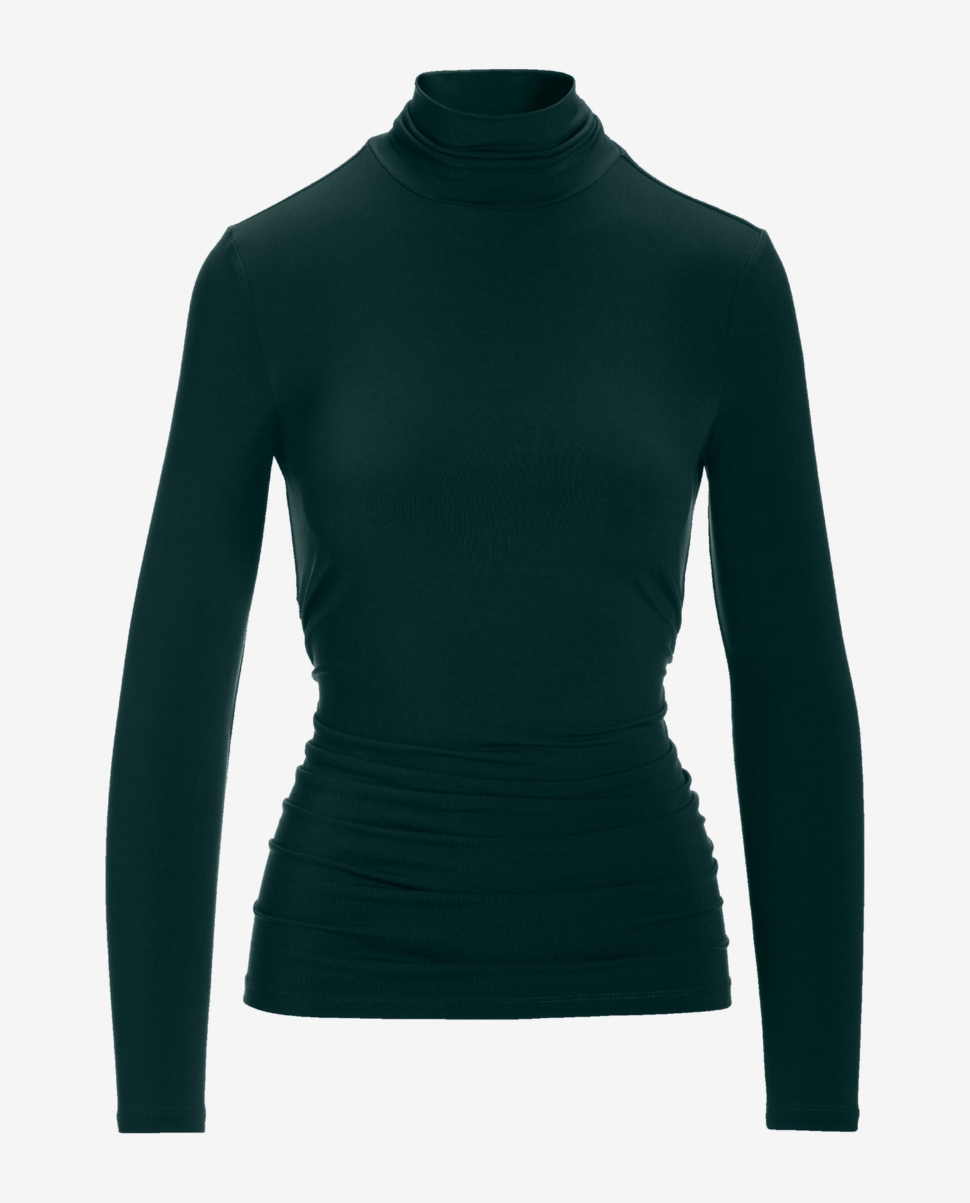 So Chic Ruched Turtleneck Top Deep Emerald