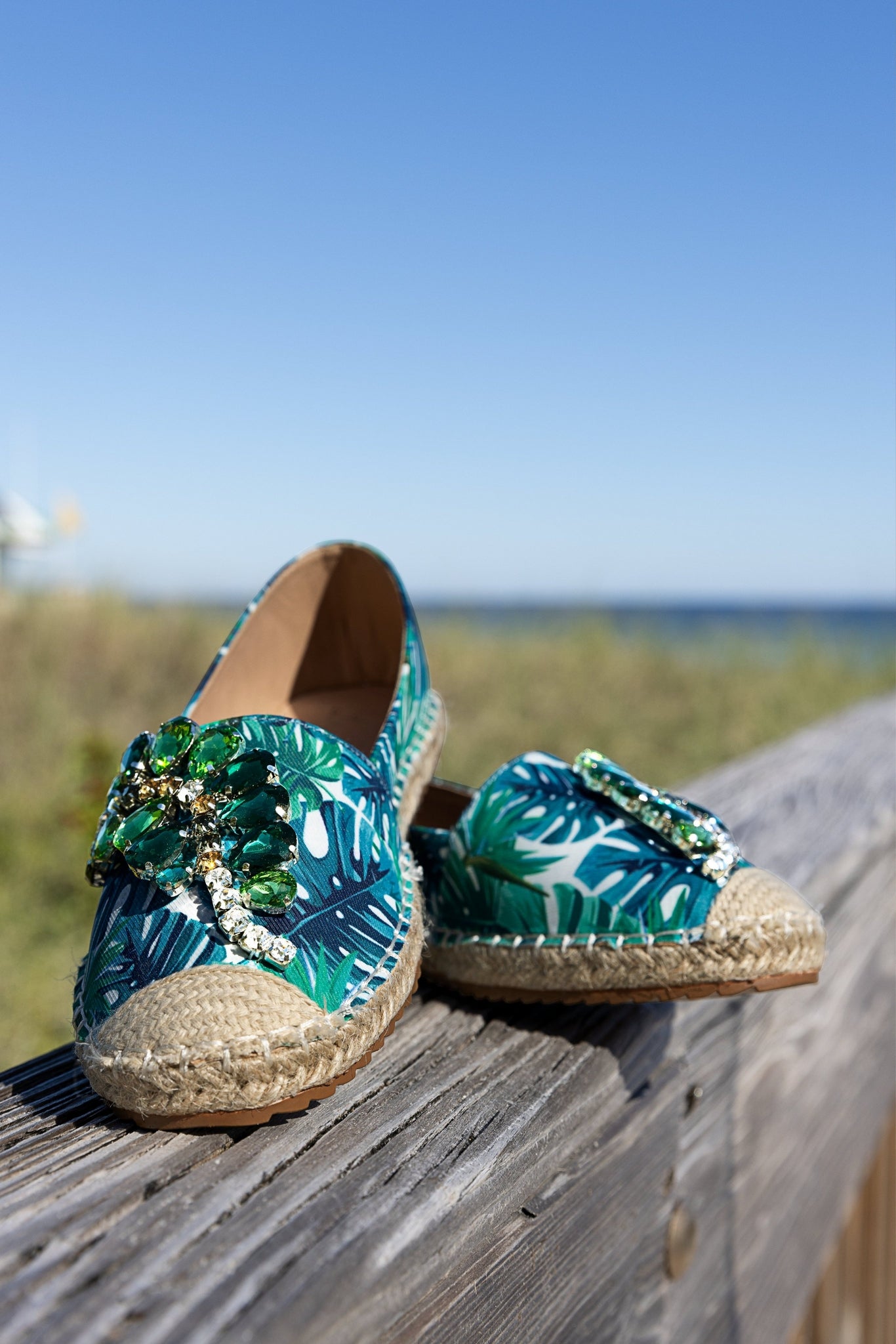 Tropical Embellished Closed Toe Flat Multi