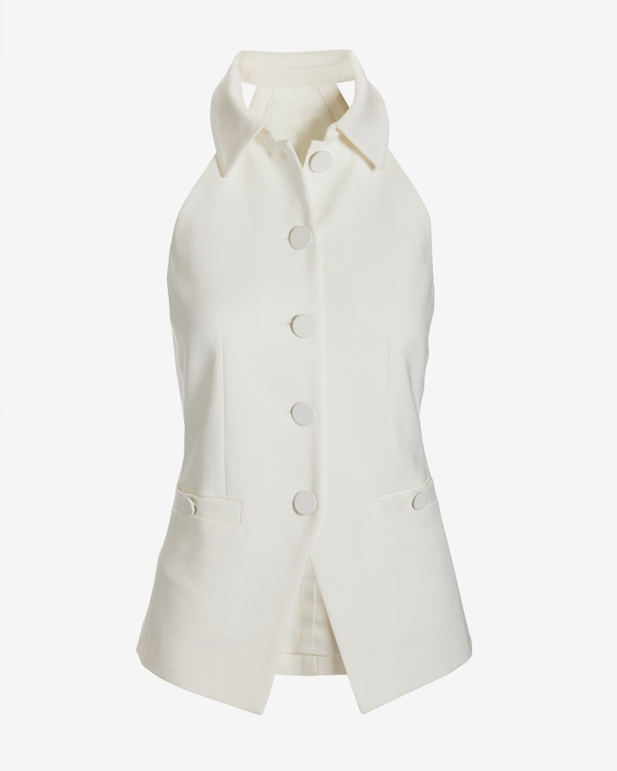 Modern Halter Cut Away Vest Ivory