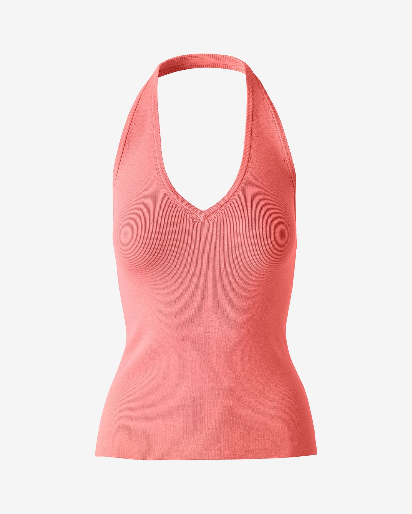 Rib Knit Sweater Halter Flamingo Pink