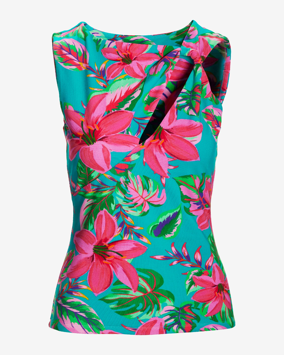 So Sexy Print Cut-Out Knit Top Tropical Paradise