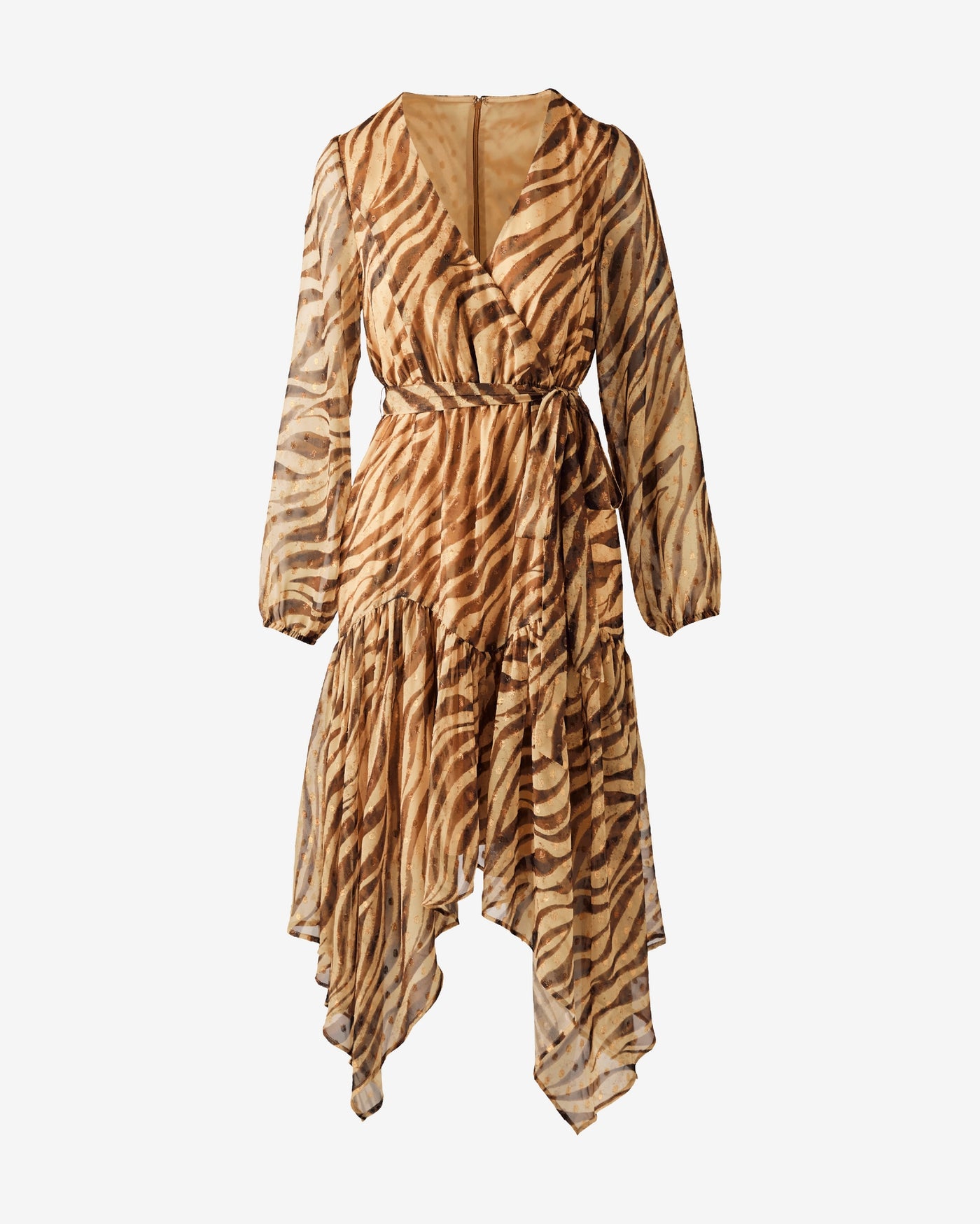 Metallic Zebra Printed Dress Tan Multi