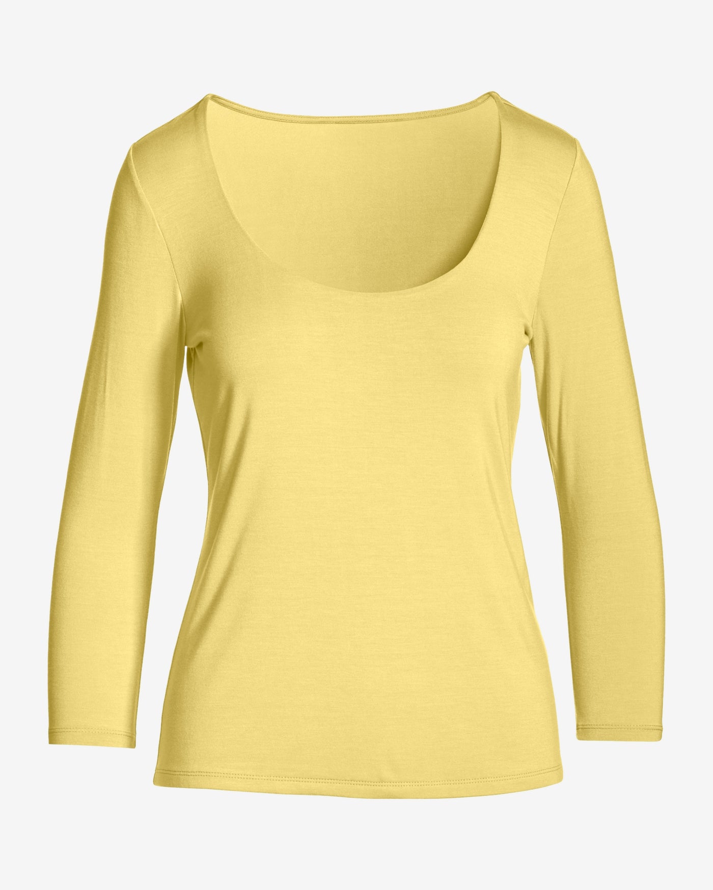 So Effortless Three Quarter Sleeve Scoop Neck Top Pale Banana