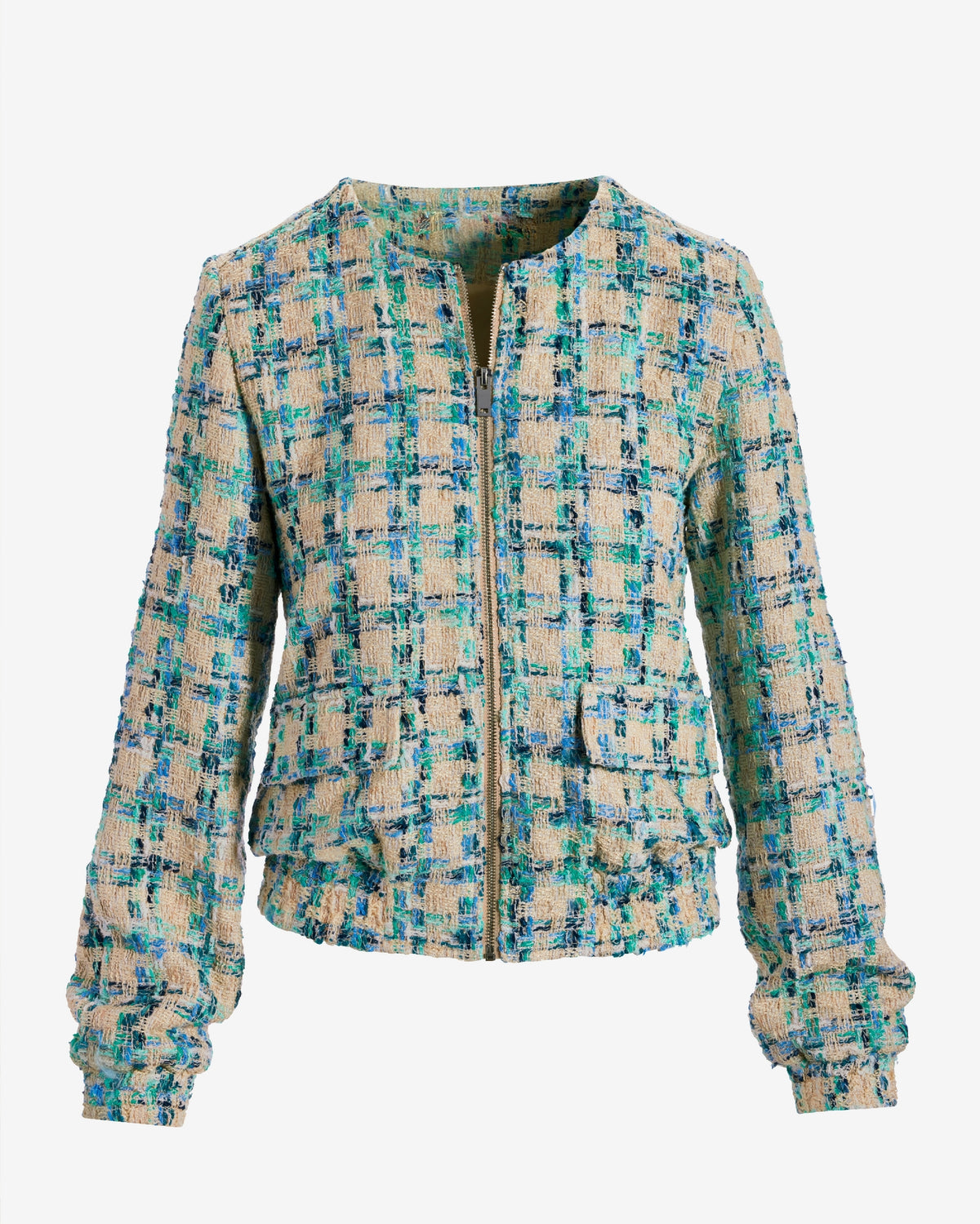 Tweed Bomber Jacket Tan Multi