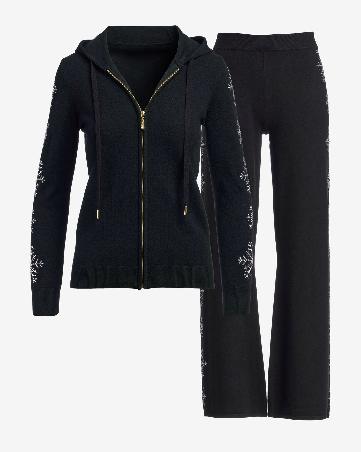 Snowflake Embellished Lounge Set Proper Black