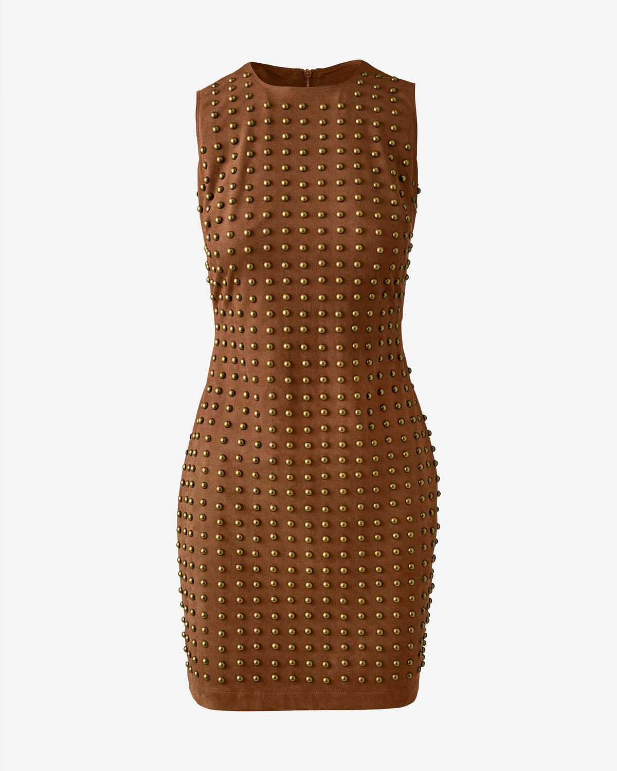 Studded Faux Suede Mini Dress Tortoise Shell