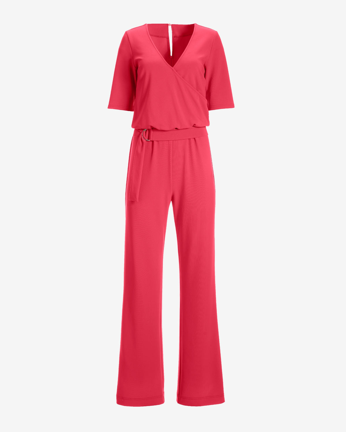 Beyond Travel Elbow Sleeve Surplice Jumpsuit Paradise Pink