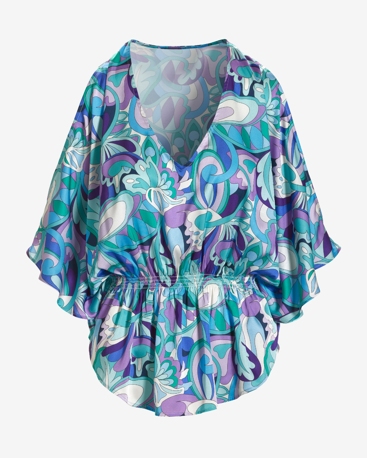 Print Cold Shoulder Blouson Blouse Maldives Abstract