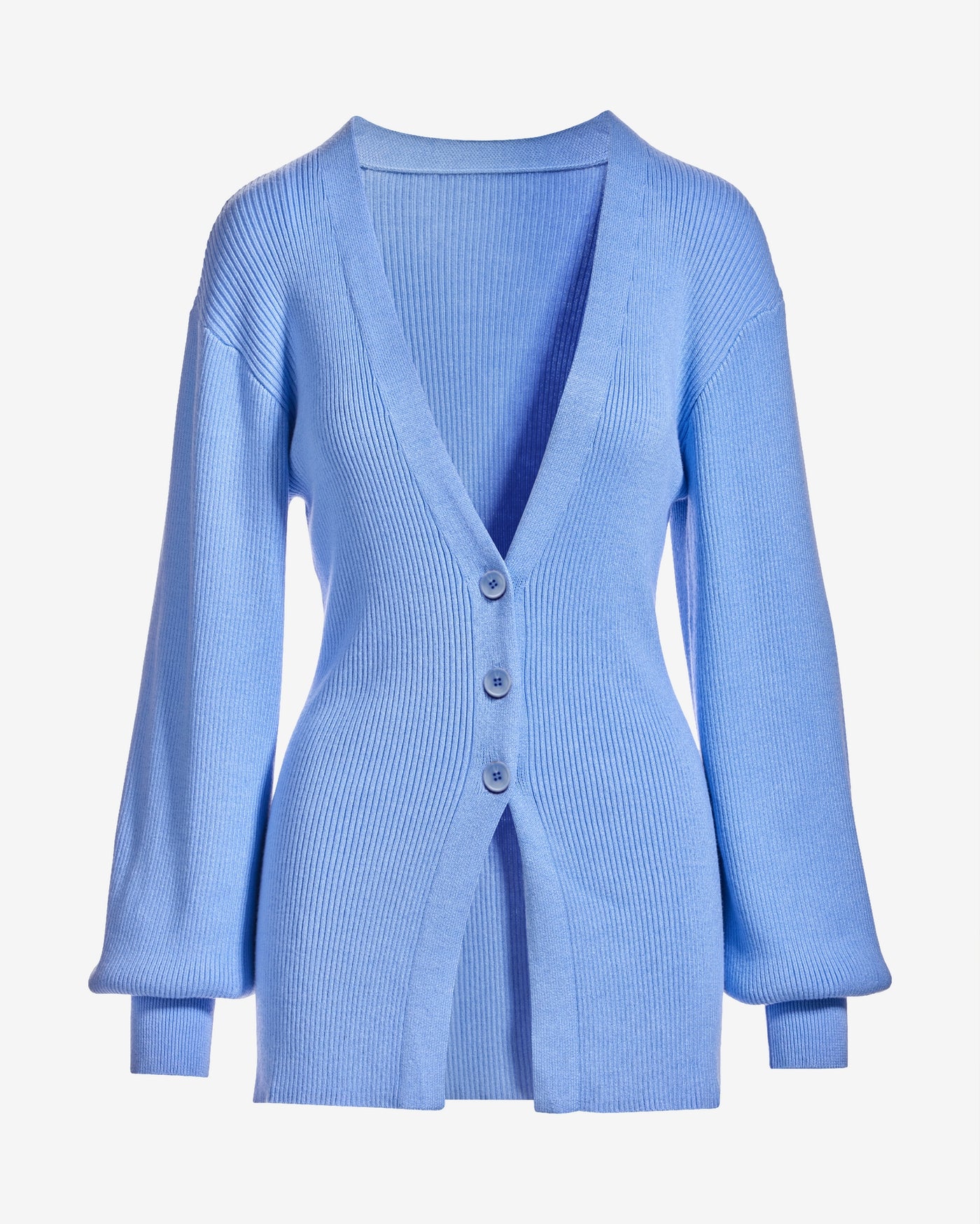Ribbed Three Button Sweater Cardigan Blue Daze