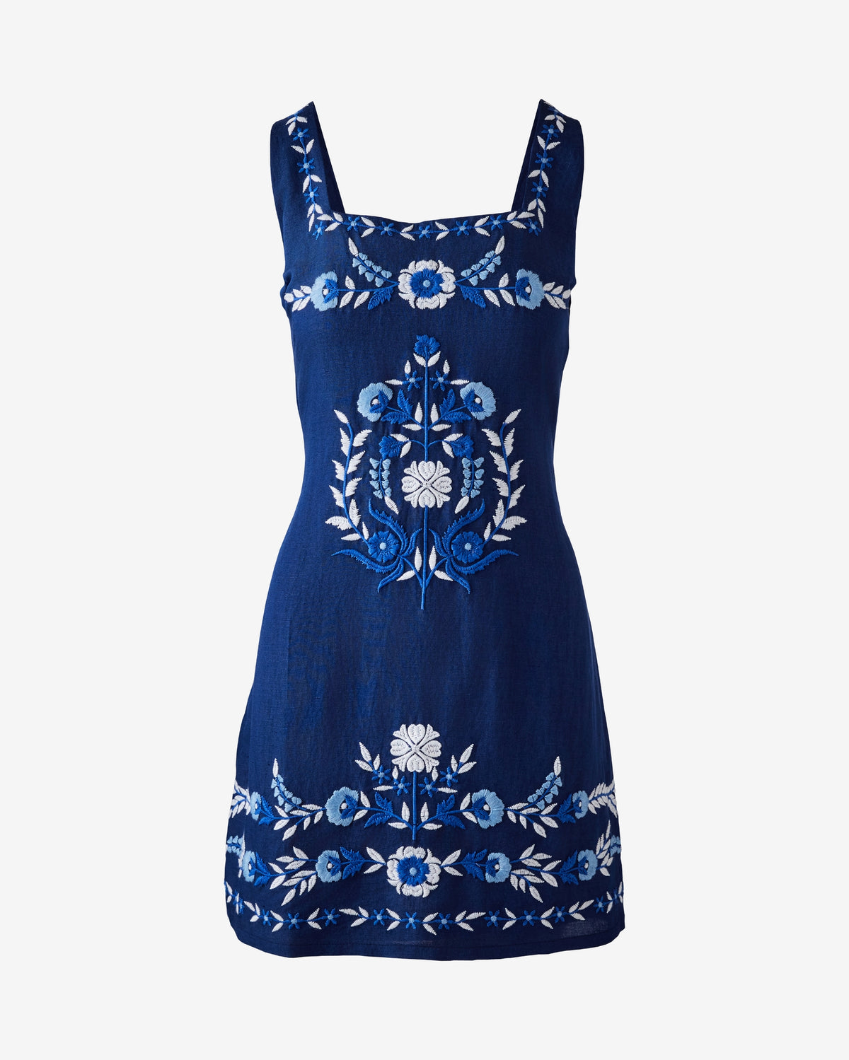 Embroidered Mini Dress Navy Multi