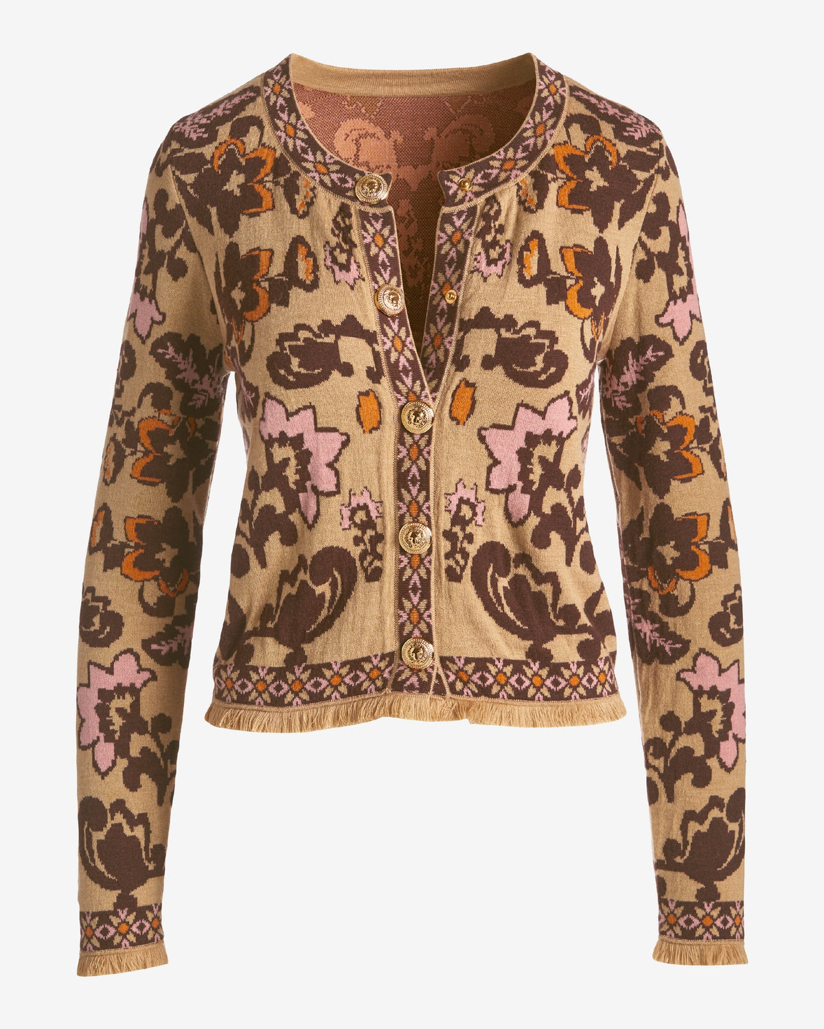 Intarsia Button Front Cardigan Caitlin Scrolls