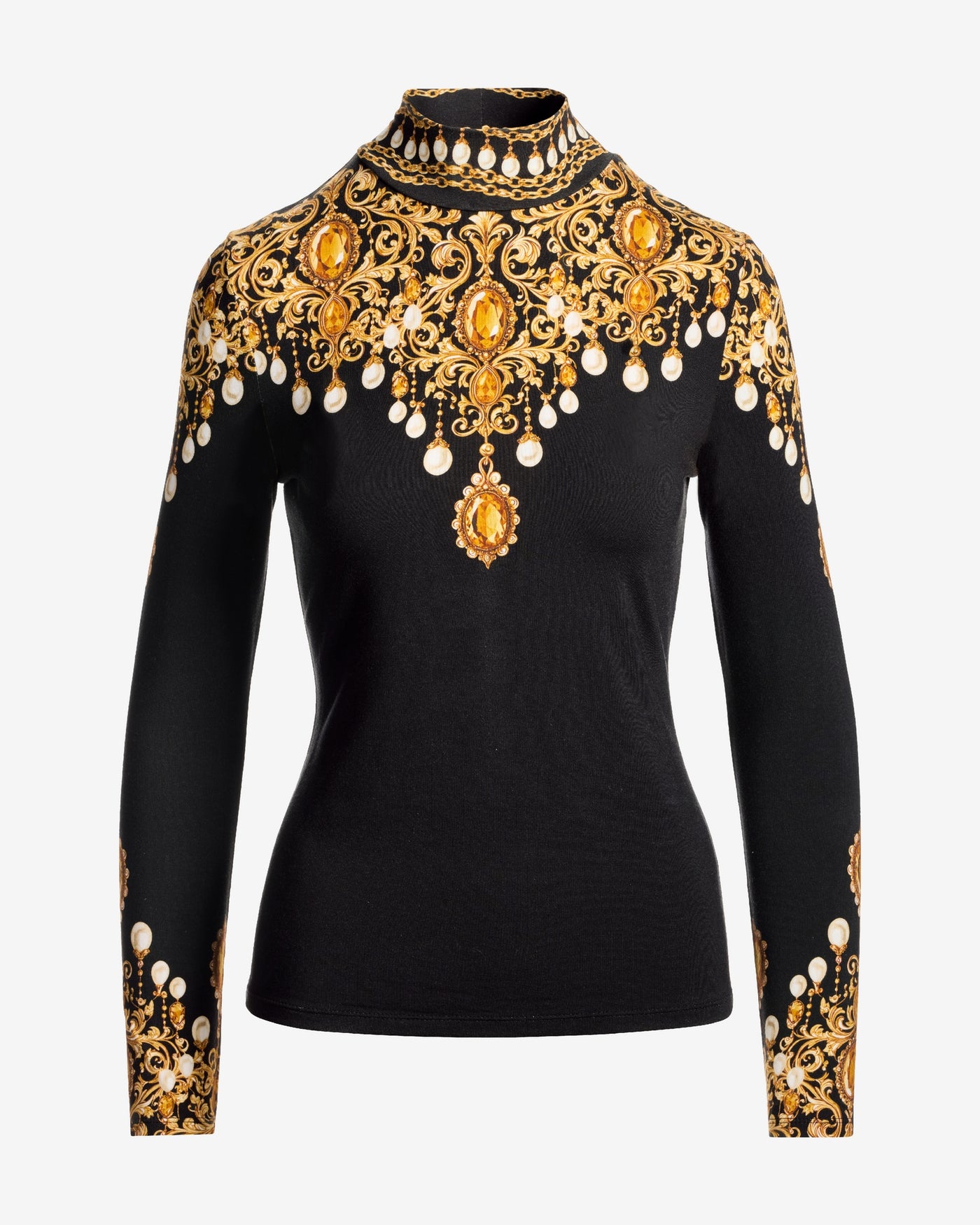 Long Sleeve Printed Turtleneck Top Glorious Gems