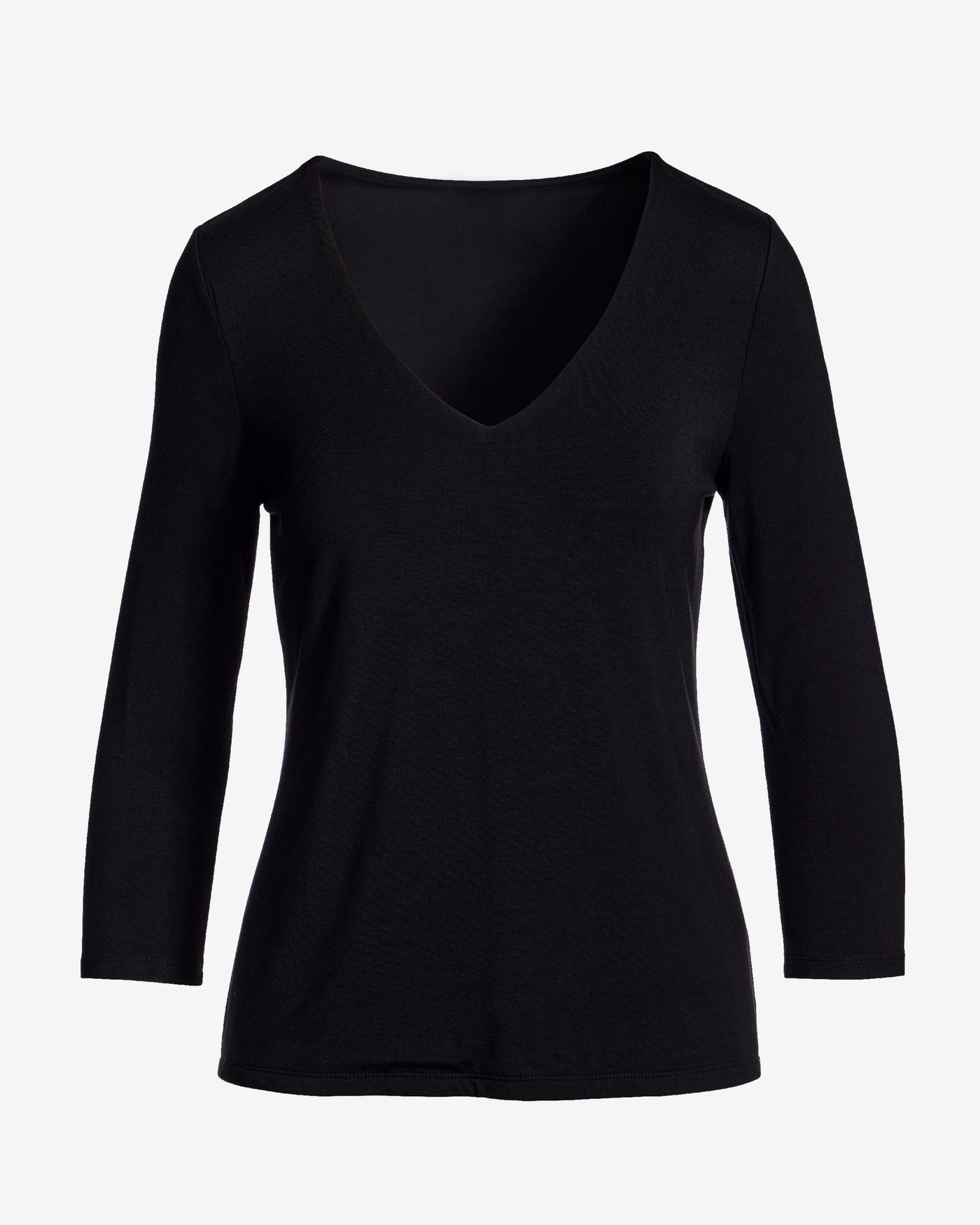Effortless Three Quarter Sleeve V Neck Proper Black