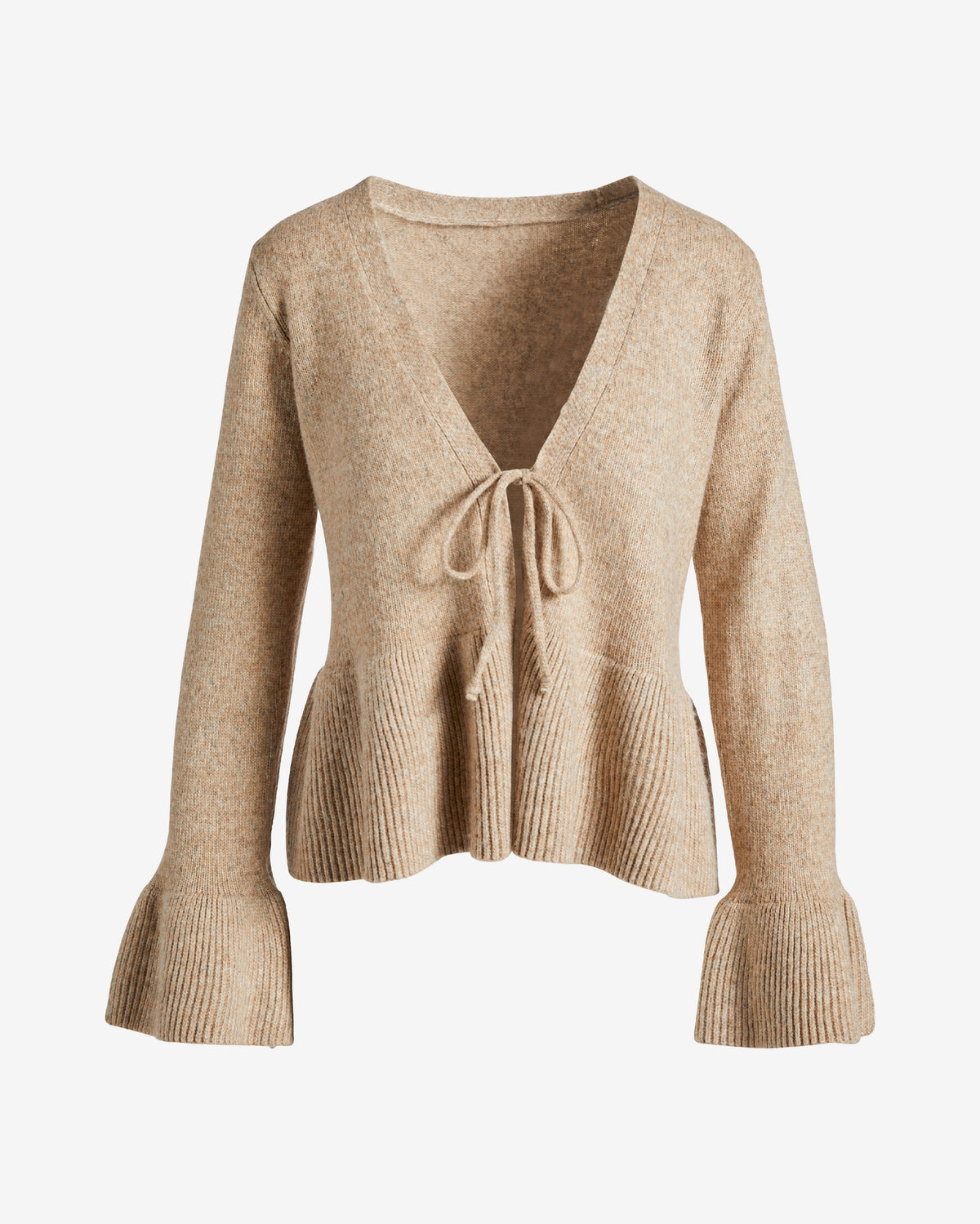 Flare Sleeve Tie Front Cardigan Sesame