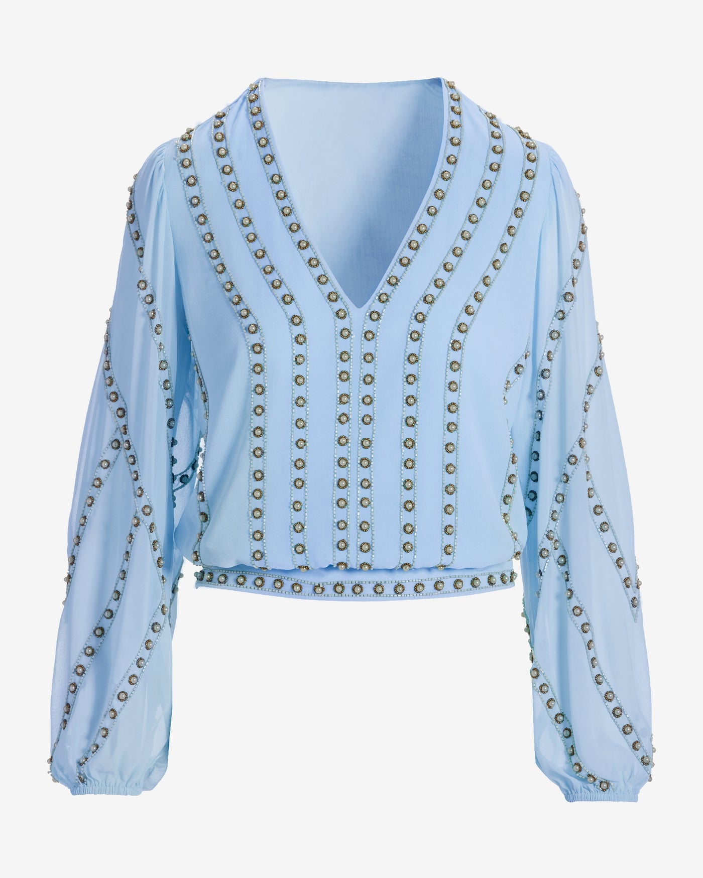 Pearl Grommet Detail Blouse Kentucky Blue