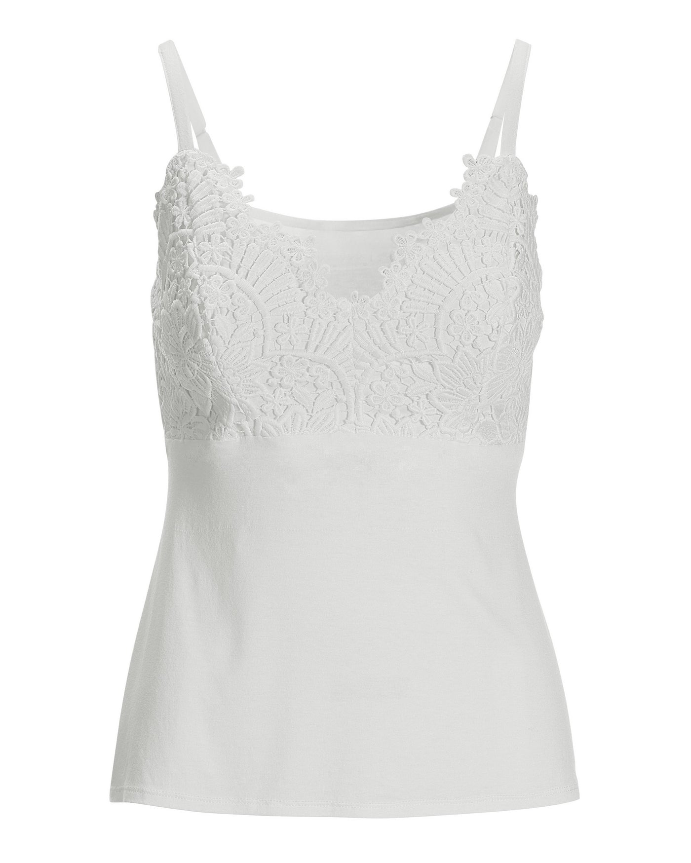 Lace Trim Cami Knit Top White