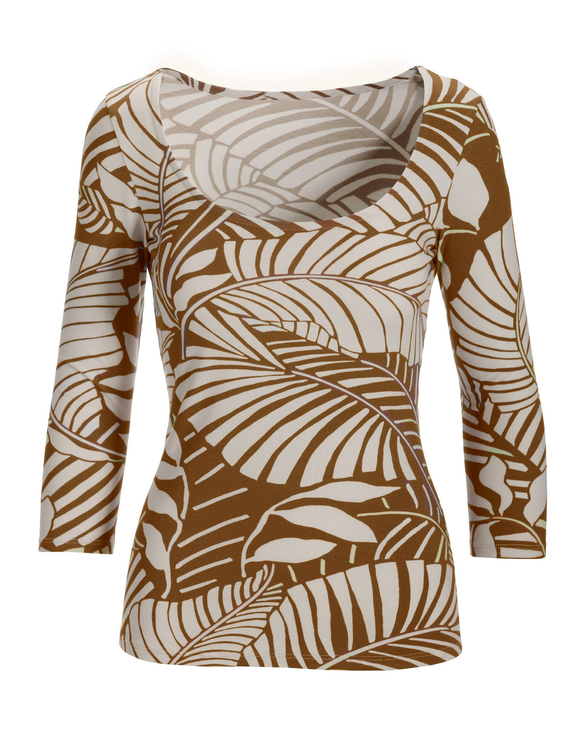 So Sexy Two Tone Floral Scoop Neck Brown/White
