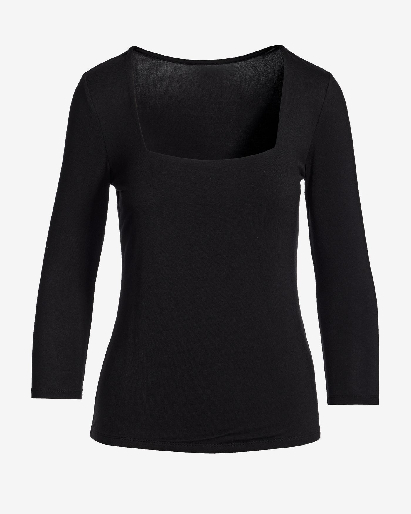 So Effortless Square Neck Three Quarter Sleeve Top Proper Black