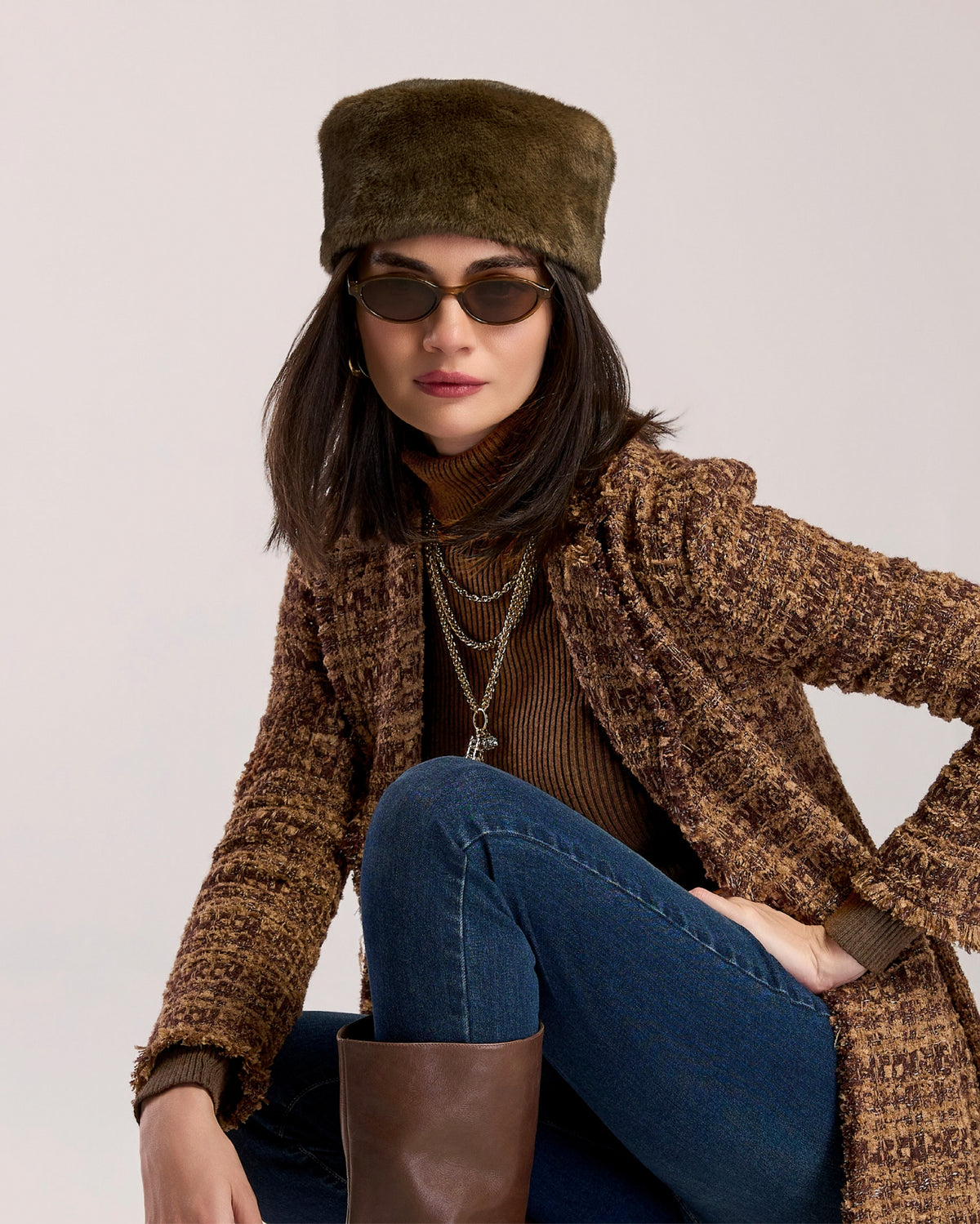 Faux Fur Winter Hat Brown