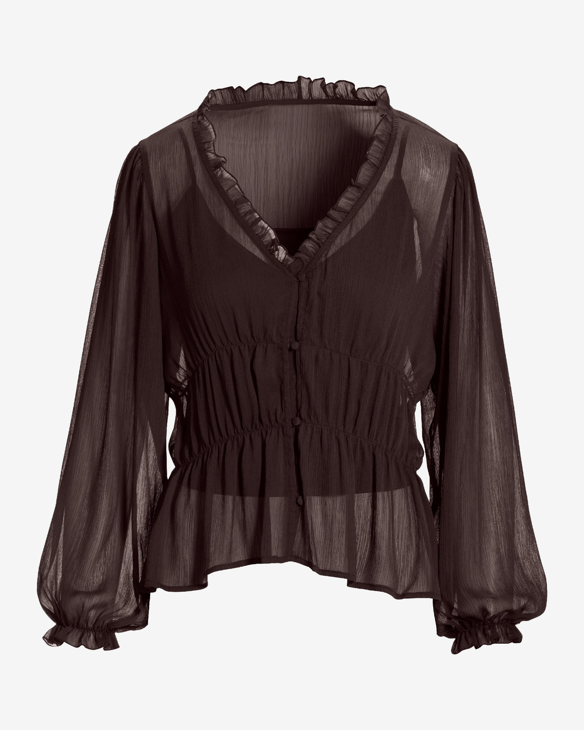 Easy Chic Balloon Sleeve Blouse Brown