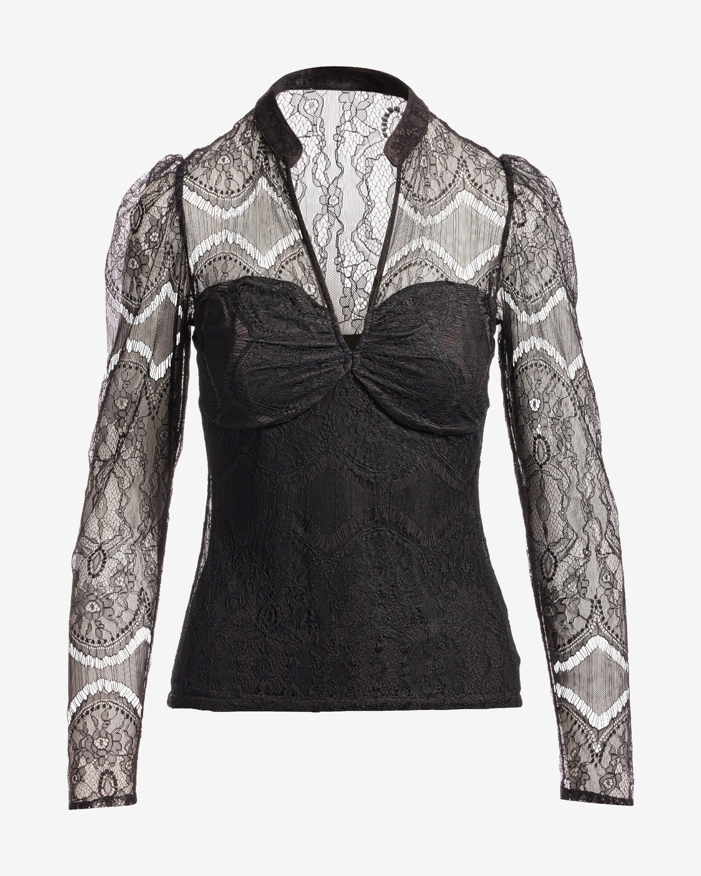 Delicate Lace Puff Sleeve Top Proper Black