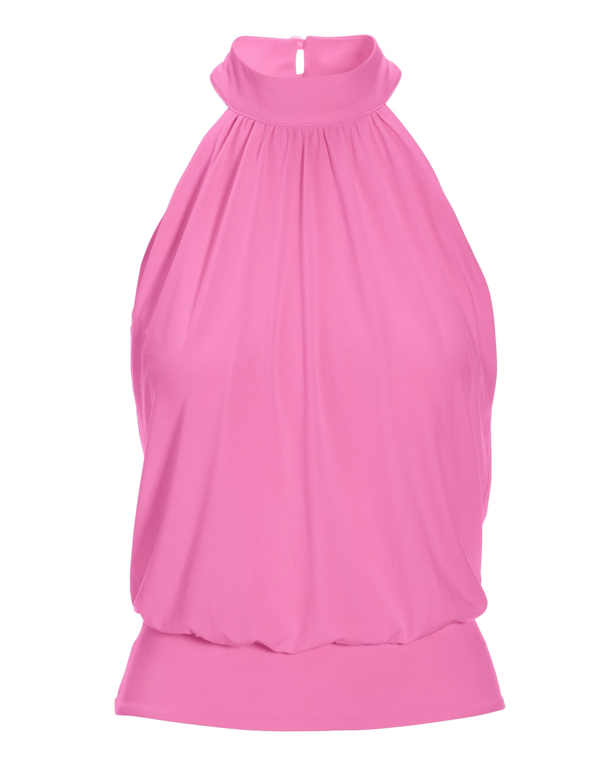 Halter Banded-Bottom Mock-Neck Knit Top Sachet Pink