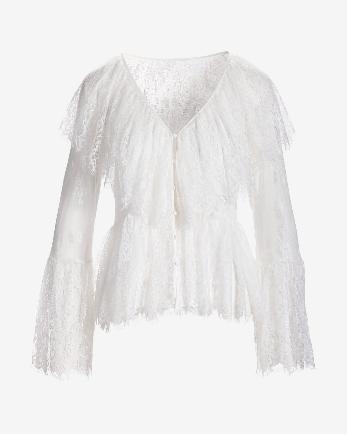 Bohemian Long-Sleeve Lace Blouse Off White
