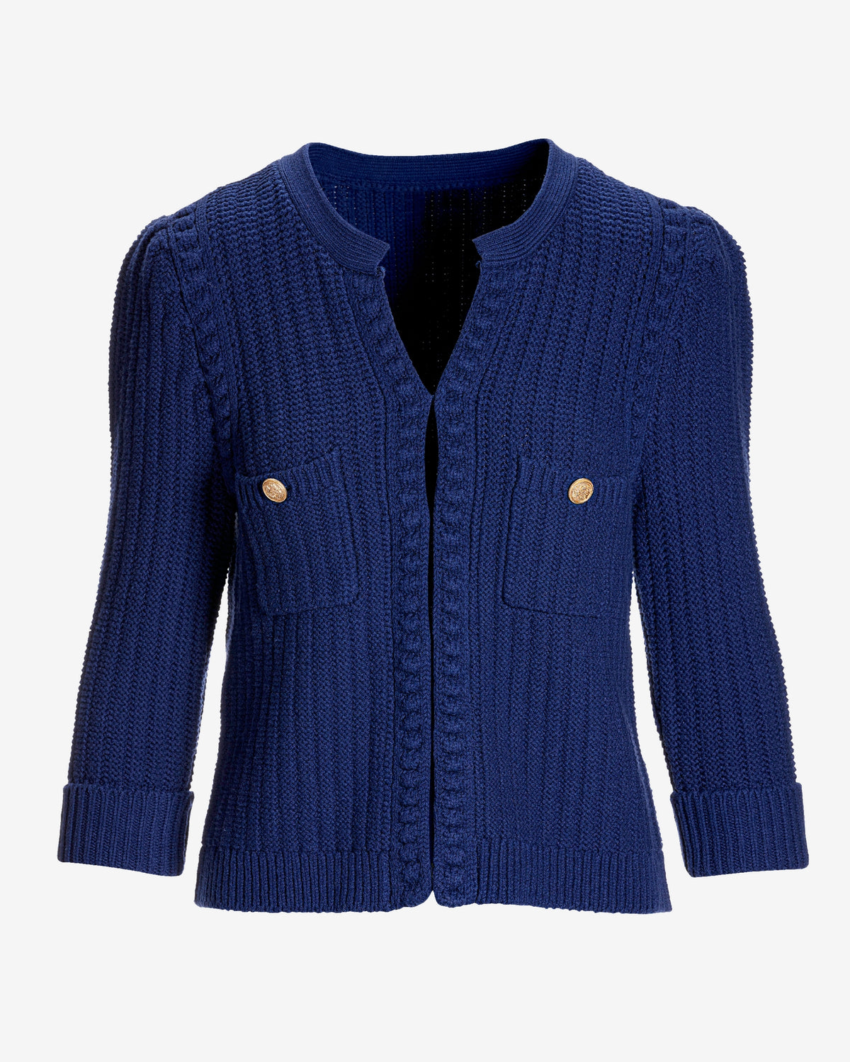Puff Sleeve Sweater Cardigan Blue Depths