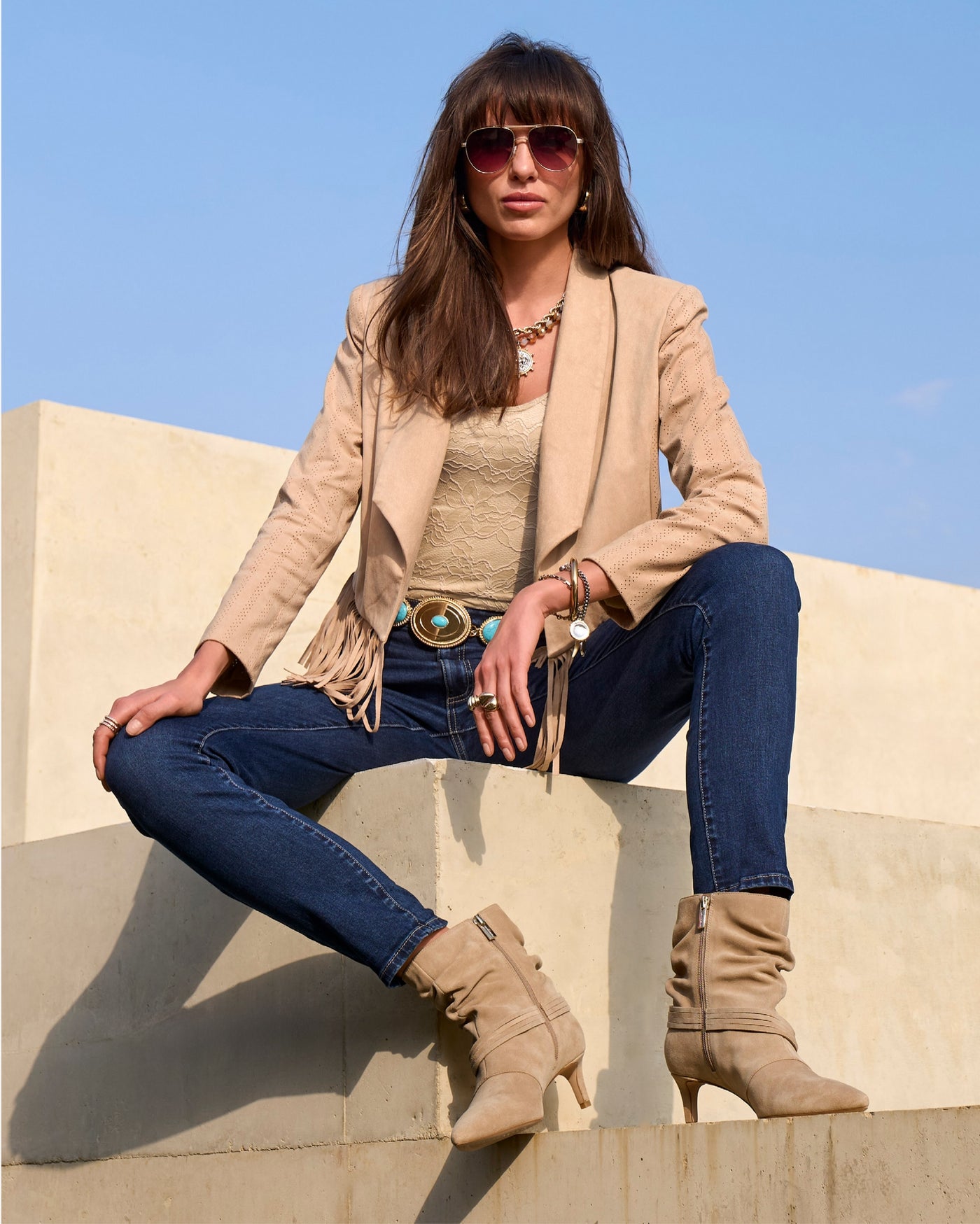 Slouchy Hardware Bootie Taupe