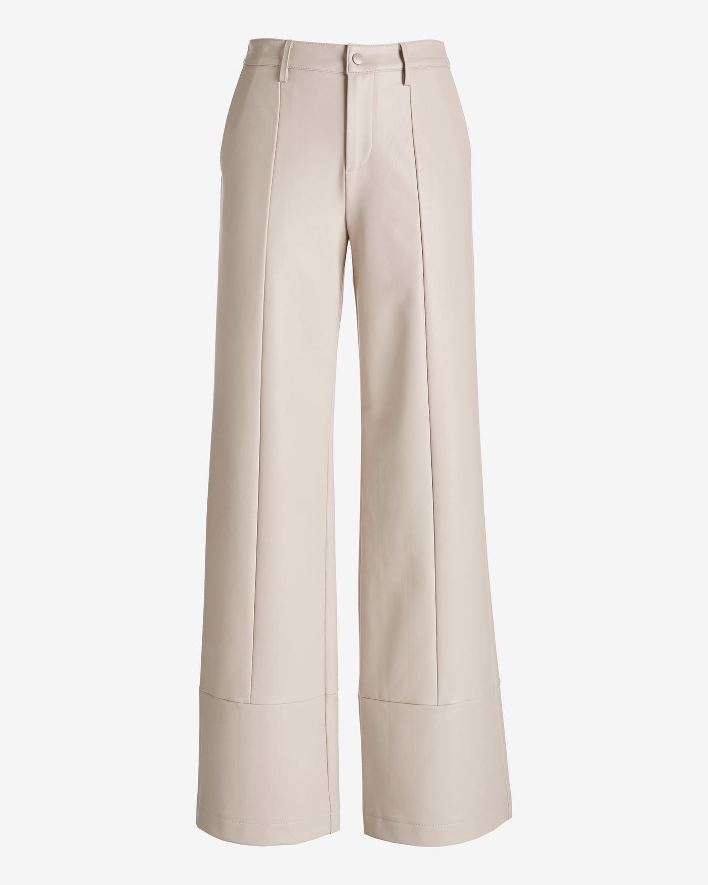 Faux Leather Wide Leg Pant Cream