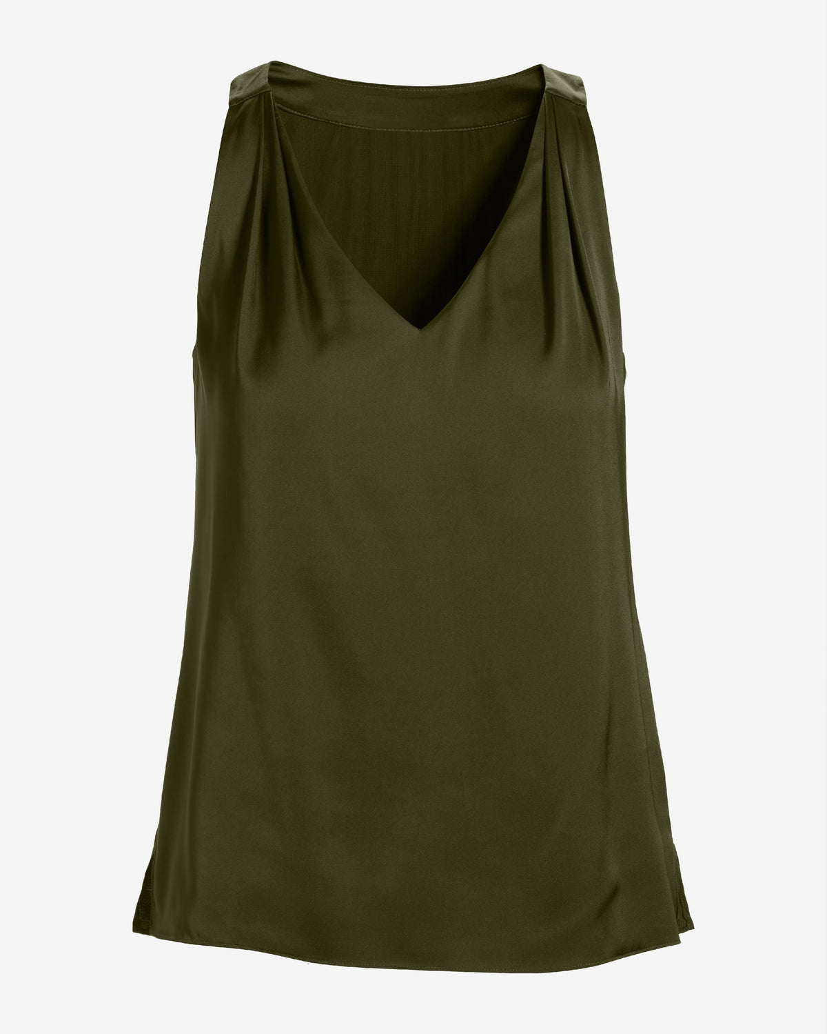 Nikki V-Neck Charmeuse Blouse Forest Night