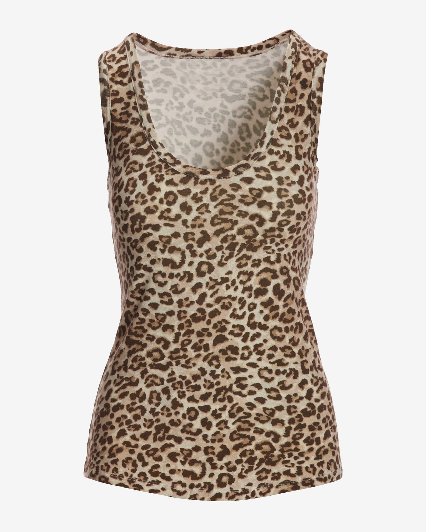 So Effortless Leopard Scoop Neck Tank Neutral